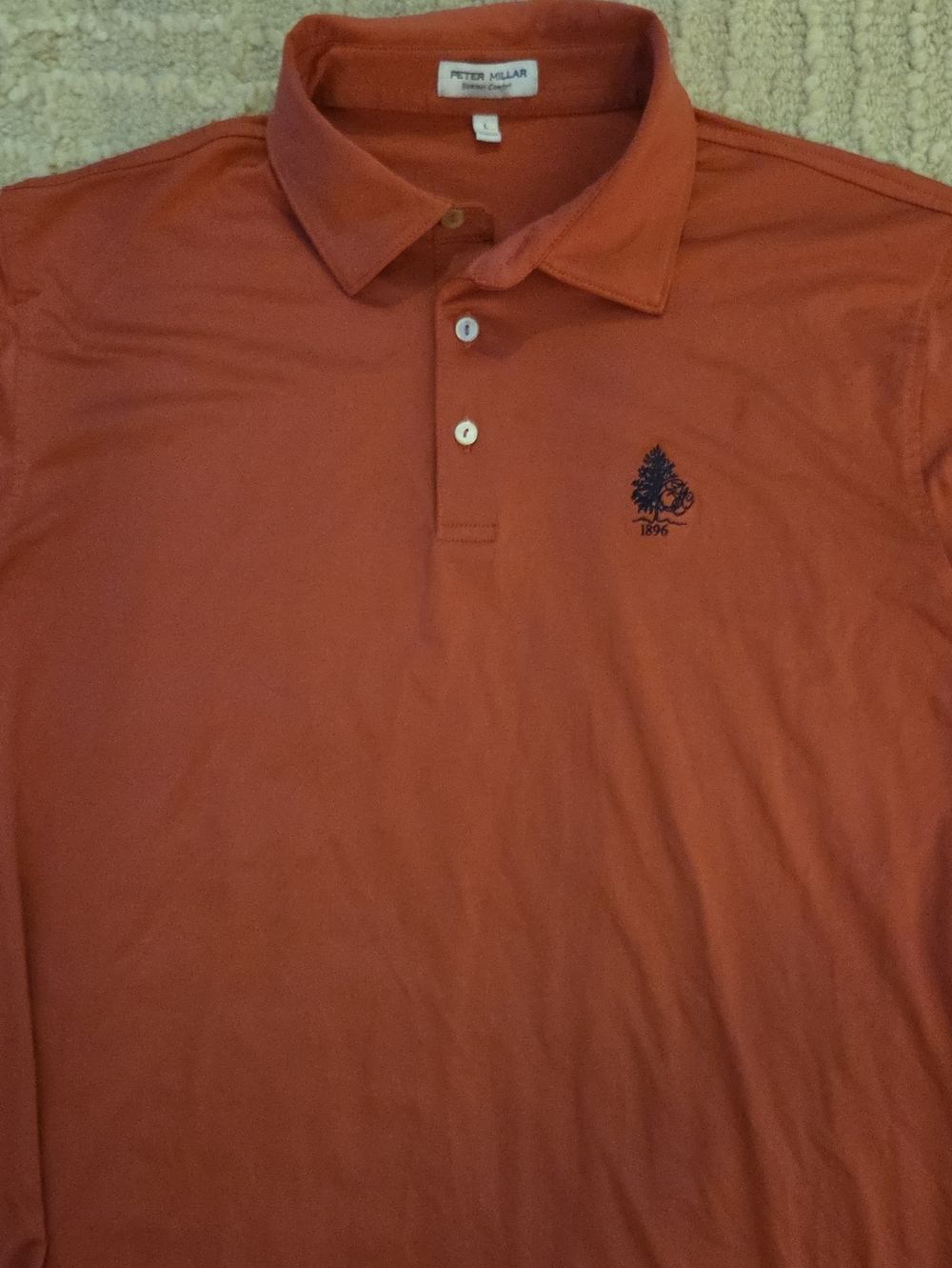 Peter Millar Sienna Golf Polo with Navy Embroidered Logo, L